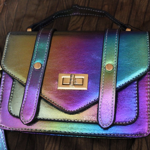 metallic rainbow purse